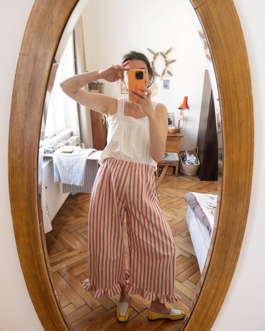 PREORDER Široké nohavice s volánmi Červené