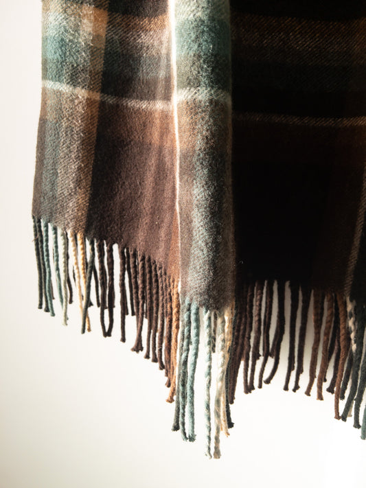 Vlnená sukňa so strapcami Tmavohnedá