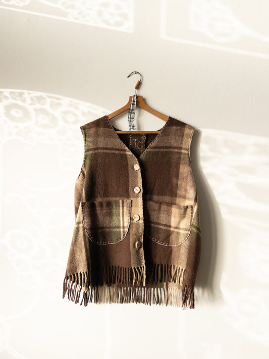 Wool vest with tassels Brown