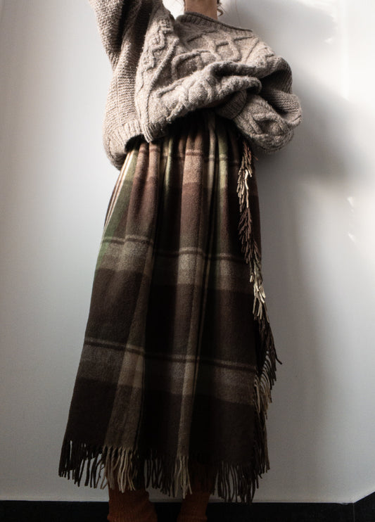 Wool skirt with fringes Brown
