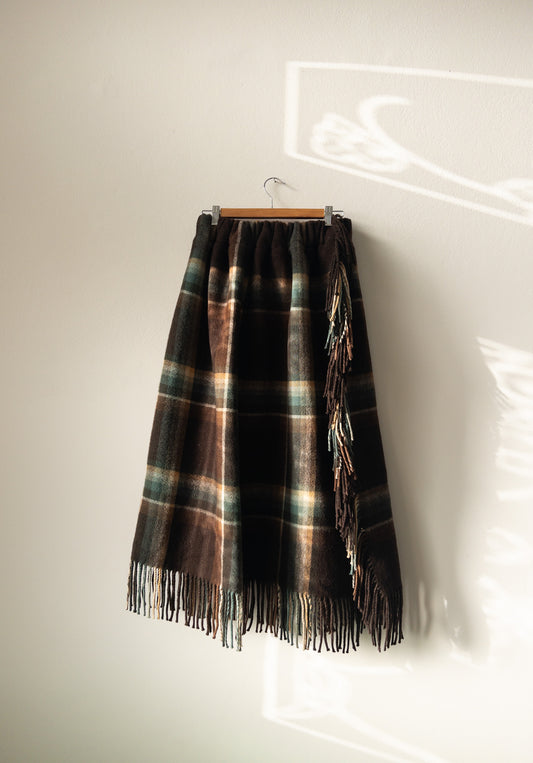 Wool skirt with fringes Dark brown