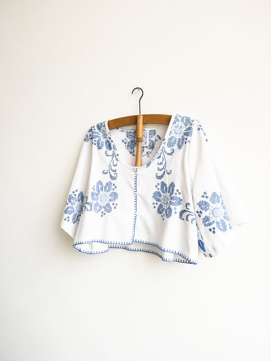 Camisa flores azul con mangas